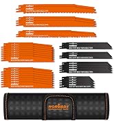HORUSDY 34-Piece Reciprocating Saw Blades Set, Metal & Woodcutting Saw Blades, Saw Blades with Po...