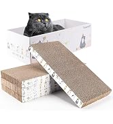 PatiencET 4 Pack Cat Scratch Pad with Box, Cardboard Cat Scratcher for Indoor Cats, Reversible Sc...