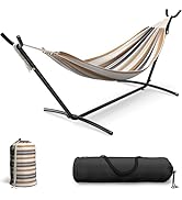 Sorbus 2-Person Hammock with Stand – 60" Cotton Blend Bed, Heavy Duty 450lbs Capacity, Portable w...