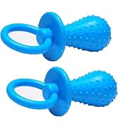 Rosojodg 2Pcs Blue Dog Pacifier Chew Toys, Mini Blue Bite Resistant Bell Shape Rubber Pacifier Pe...