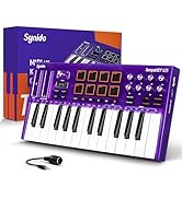 Synido USB C MIDI Keyboard Controller 25 Keys with 8 Backlit Drum Pads, OLED Screen, Portable MIN...