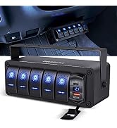 Nilight 5 Gang Rocker Switch Box 12V SPST ON Off Switch PD Type C and QC 3.0 USB Charger Voltmete...