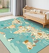 Washable Kids Playroom Rug – 5x7 Play Rug for Preschool Toddlers, Baby Girls, Educational with Cu...