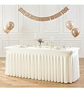 6ft Ivory Spandex Tablecloths for Rectangle Tables, Wrinkle Free Ivory Rectangle Table Cloth, Str...