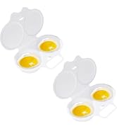 2 Pcs White Egg Poacher, Microwave Egg Boiler Poacher, 2 Cavity Nonstick Poached Egg Maker With L...