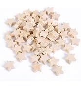 100 Pcs Star Shape Natural Wood Beads Unfinished Wooden Loose Spacer Beads with Hole for Craft Je...