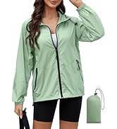 PITINAN Rain Jacket Women Waterproof Lightweight Jacket With Hood Packable Raincoat with Pockets ...