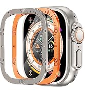 SWUU 2 Pack Tempered Glass Screen Protector with Titanium Alloy Frame Compatible with Apple Watch...