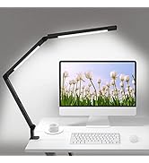 LED Desk Lamp with Clamp, Architect Desk Lamp with Dual Light and Adjustable Swing Arm , Clip-on ...