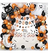 Amandir Orange Black White Sand Halloween Birthday Party Decorations | Happy Boo Day Banner Hallo...