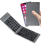 Wireless Keyboard Foldable Bluetooth Keyboard Slim Small Quiet Portable Compact Handheld Full Siz...