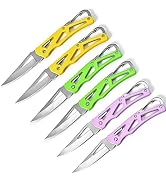 WWZJ 6 Pack Folding Knives with Key Ring, Outdoor Survival Pocket Knife