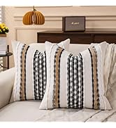 KOOLIFE Boho Striped Throw Pillow Covers 18x18 Inch Set of 2 Farmhouse Square Decorative Pillow C...