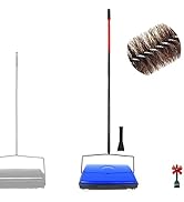 EZ SPARES Quiet Carpet Sweeper,Extended 5FT-4 Section Pole,Floor Sweeper Horsehair Roller Brush,S...