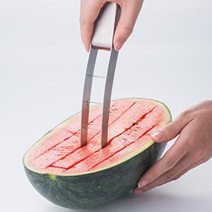 First cut the watermelon vertically.