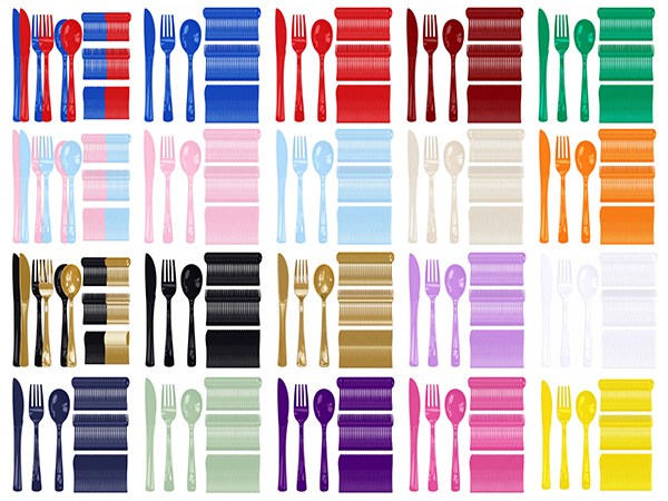 plastic silverware set disposable Cutlery Set Heavy Duty Plastic Knives Forks Spoons Utensils Set