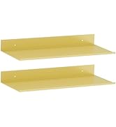 Wisfame Gold Floating Shelves,16" Metal Display Wall Shelf, Bathroom Shelf Set of 2, Wall Mounted...