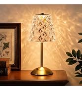 Nusogon Rechargeable Cordless Table Lamp, Touch Control Crystal Desk Lamp with 3500mAh Battery, 3...