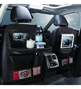 Tumecos Back Seat Organizers and Storage 2 Pack with Touch Screen Tablet Holder Kick Mats Back Se...