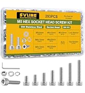 SVLING 293PCS M5 Screws Assortment Kit, 304 Stainless Steel 18-8 Hex Socket Head Cap Screws Bolts...