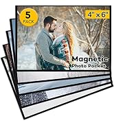 YixangDD 5 Pcs Magnetic picture frames for refrigerator 4x6Inch-Magnetic photo frames,Black