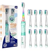 SEAGO Kids Electric Toothbrush with 2 Mins Brushing Timer and 8 Replacement Bursh Heads,Rainbow L...