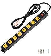 8 Outlet Long Power Strip, 2100J Surge Protector Heavy Duty 6FT Cord Wide Spaced and Wall Mount M...