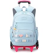ZHANAO Girls Rolling Backpack Wheeled Backpack for Boys Trolley School Bags Kids Luggage Roller B...