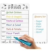 Magnetic Weekly Meal Planner and Grocery List for Fridge - Dry Erase Menu Board & Grocery Shoppin...