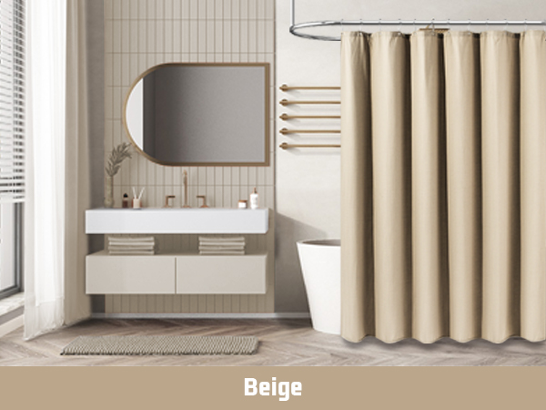 beige shower curtain