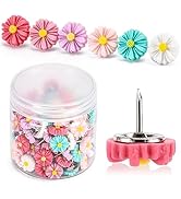 100Pcs Cute Push Pins Decorative Floral Thumb Tacks for Corkboard, Bulletin Board (Daisy)