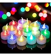 Yakpo 24 Pack Fast Color Changing Tea Lights Battery Operated, Flameless Flickering Electric Colo...