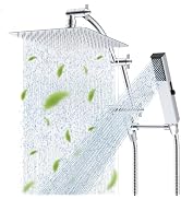Hibbent All Metal CUPC Certified 10'' Rain Shower Head, Dual Shower Head Combo, High Pressure Han...