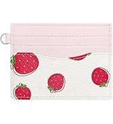 Sunwel Fashion Slim Credit Card Case for Women with Cute Fruit Prints & ID Window (STRAWBERRY)