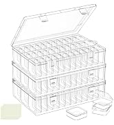 FODIENS Bead Organizer Box, 108 Pcs Mini Clear Bead Storage with Hinged Lid and Labels, Small Pla...