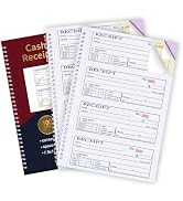 Money and Rent Receipt Book with Cardboard Insert,3-Part Carbonless,7.9”x11.2” Spiral Bound,100 S...
