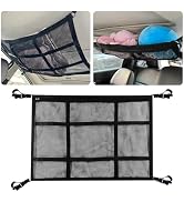 Car Ceiling Cargo Net,35.43"×25.59" Auto Ceiling Storage with Reinforced Buckle Fastener,Double L...