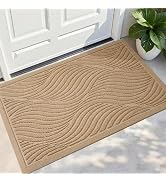 PLEASOR Front Door Mat Outside Entrance, Absorbent and Dirt Resistant Welcome Mat Indoor Outdoor,...