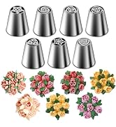 Suuker Russian Piping Tips Set, Stainless Steel Cupcake Flower Shaped Frosting Nozzle Kit, Kitche...