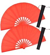 HONSHEN 2 Pack Large Rave Clack ABS Folding Hand Fan/Traditional Chinese Arts Folding Fans,compli...
