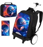 AGSDON Quiet Rolling Backpack with Lunch Box Set – Large-Wheel Water-Resistant Wheeled Bag for Sc...