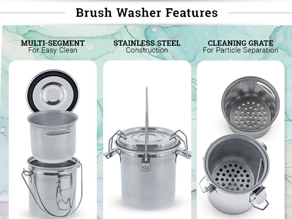 brush washer stainless steel leak proof paint cleaning tank artist studio tool solvent container pro
