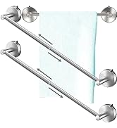 DGYB Adjustable Suction Cup Towel Bar for Bathroom 14 Inch ~ 27 Inch Set of 2 Brushed Nickel Towe...