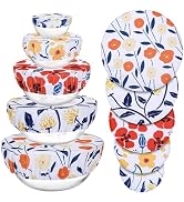 Revahope 5 Pieces Bowl Covers Reusable, 5 Size Stretch Cloth Bowl Covers for Bread Proofing Fabri...
