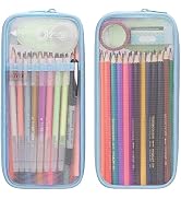 BOVKE Grid Mesh Pencil Case Pen Marker Bag Clear Cute Pencil Pouch School Stationery Organizer Te...