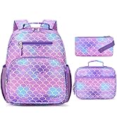 mibasies Girls Backpack with Lunch Box: 3PCS Kids Backpack Set for Kindergarten Elementary - 15 I...