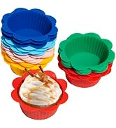 24 Pcs Silicone Muffin Liners with Tabs, Reusable Cupcake Liners for Steel Muffin Pan, Non-Stick ...