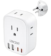 LENCENT Switzerland Travel Plug Adapter, Swiss Power Adaptor with 4 American Outlets, 4 USB Ports...