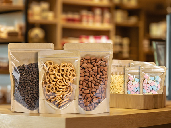 Kraft Bags With Window Clear Front Pouches