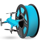 Text reads 'Image 1'. Blue drone model shown alongside large spool of matching bright blue filament on black circular holder, suggesting 3D printing supplies.